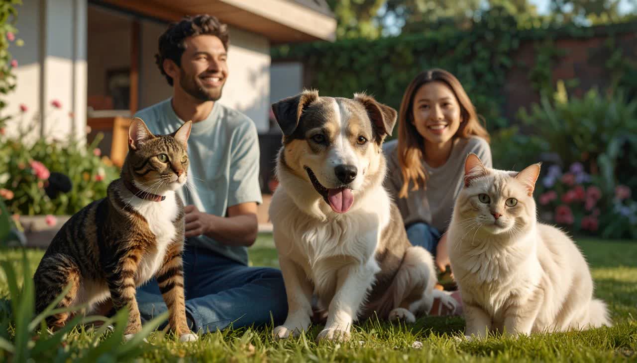 Joyful pets and owners